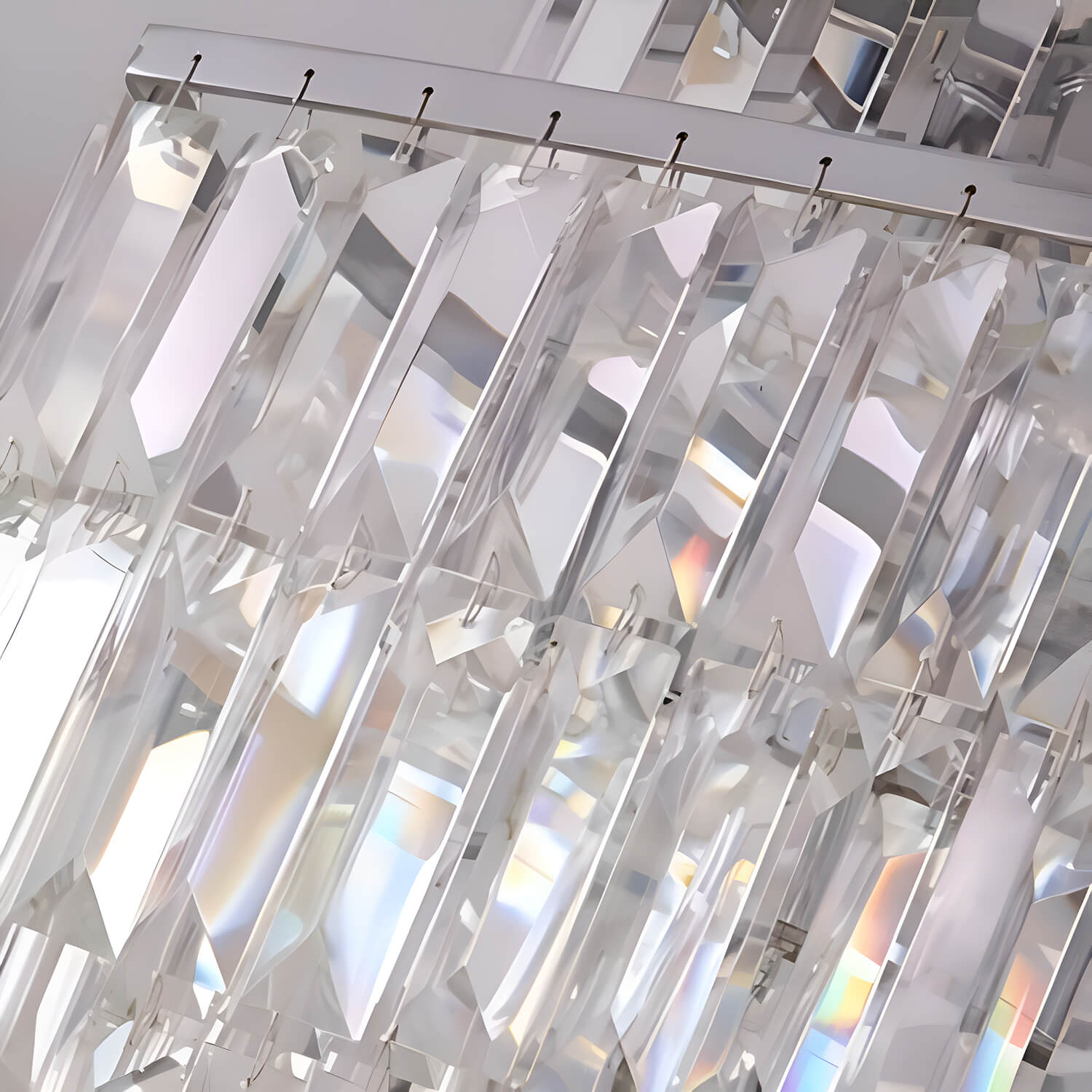 Modern Rectangular Crystal Chandelier - Rod-Type Pendant Light-details |Sofary