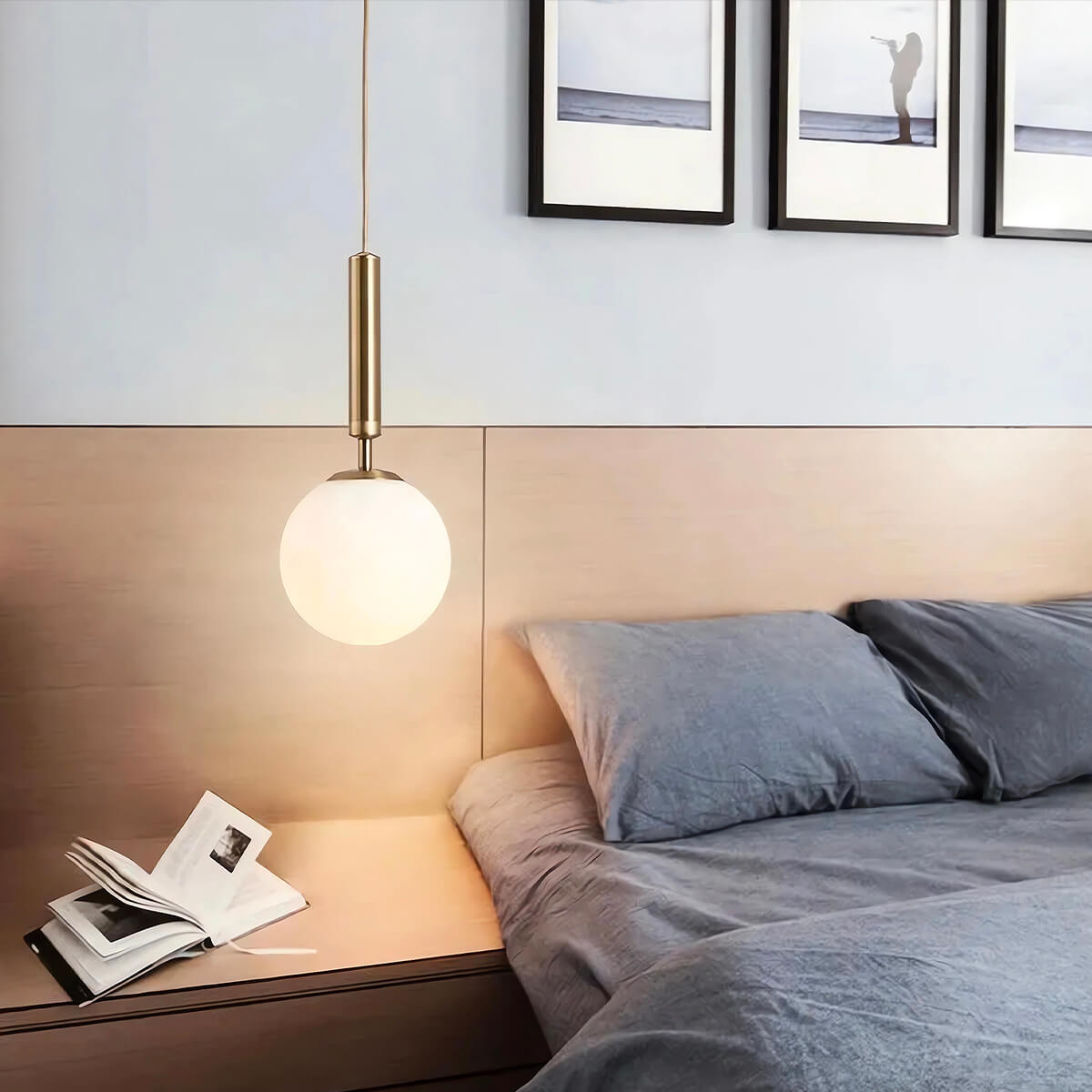 Modern Sleek Bedroom Pendant Light Single-Head Glass Light bedside |Sofary