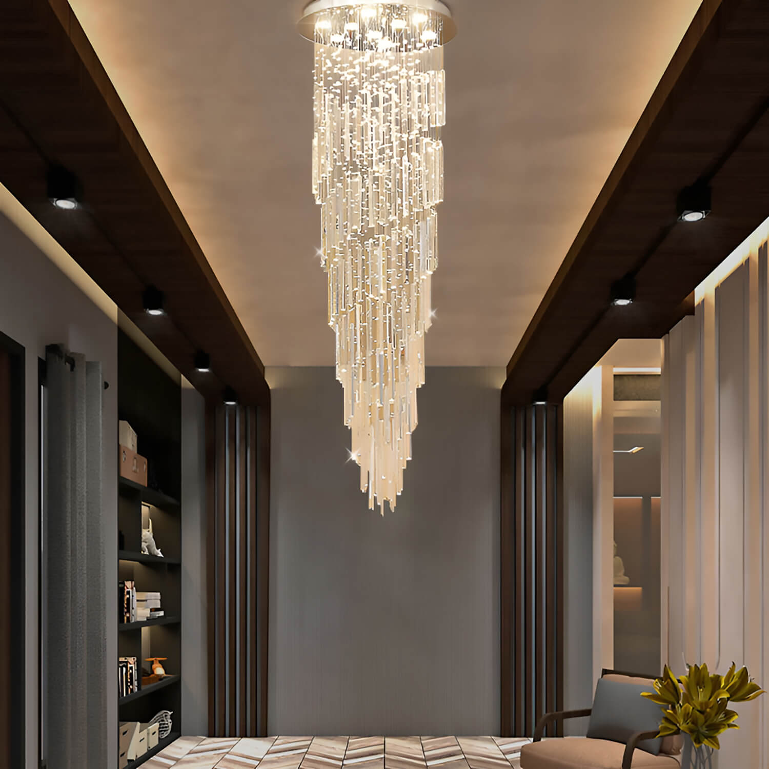 Modern Spiral Crystal Chandelier - Staircase Chandelier-4 |Sofary