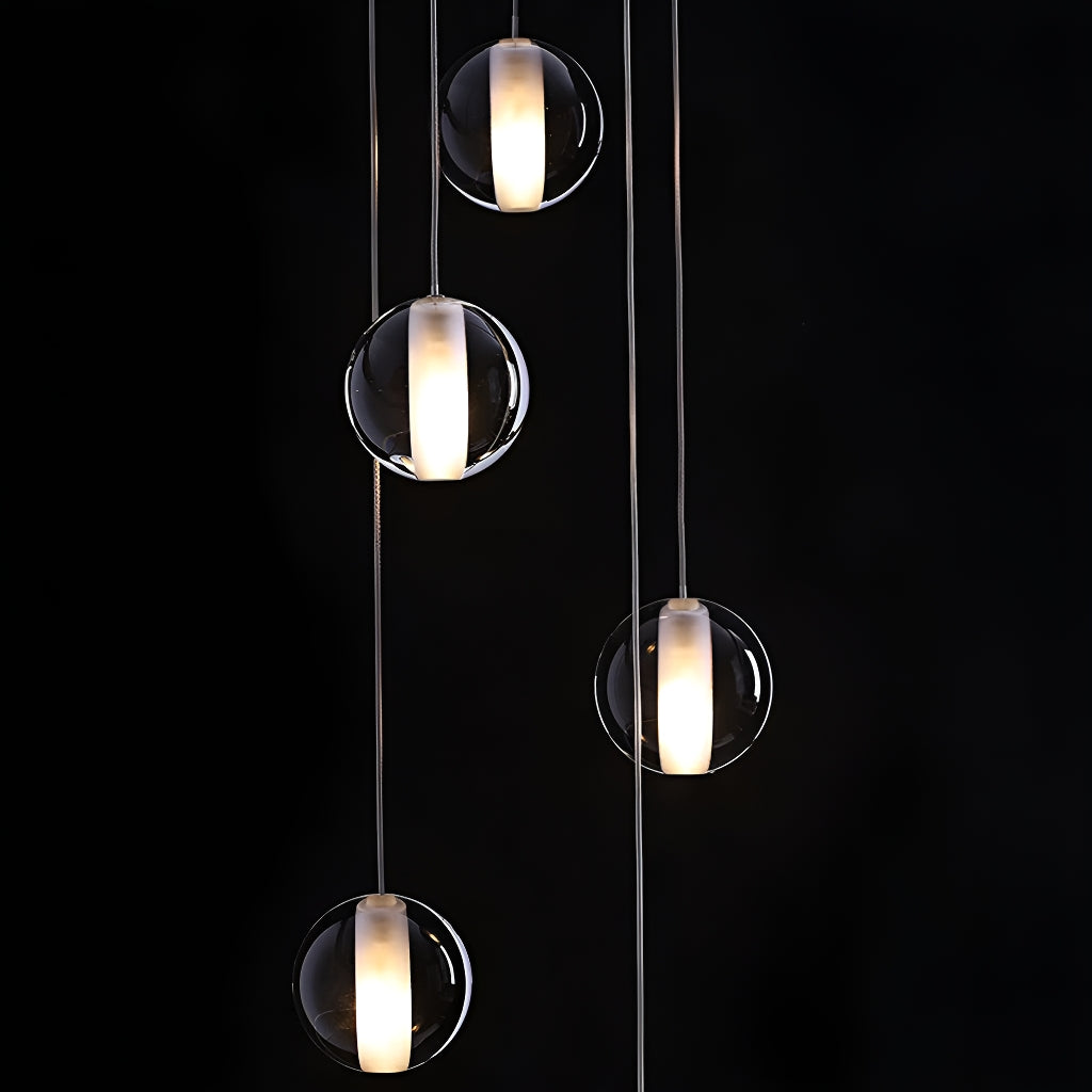 Modern Staircase Chandelier Glass Balls Spiral Suspension-details-2|Sofary