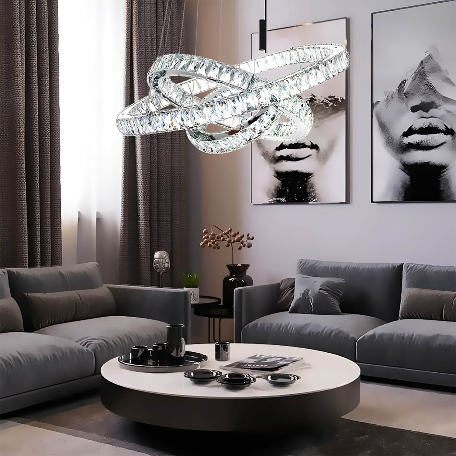 Neptune Three Rings Chandelier-Living Room-2 |Sofary