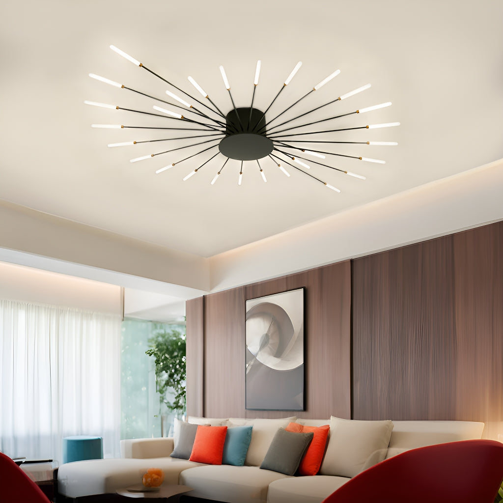 Nordic Style Ceiling Light for Living and Dining Rooms LED Chandelier with Swirling Firework Design-living-room-1 |Sofary