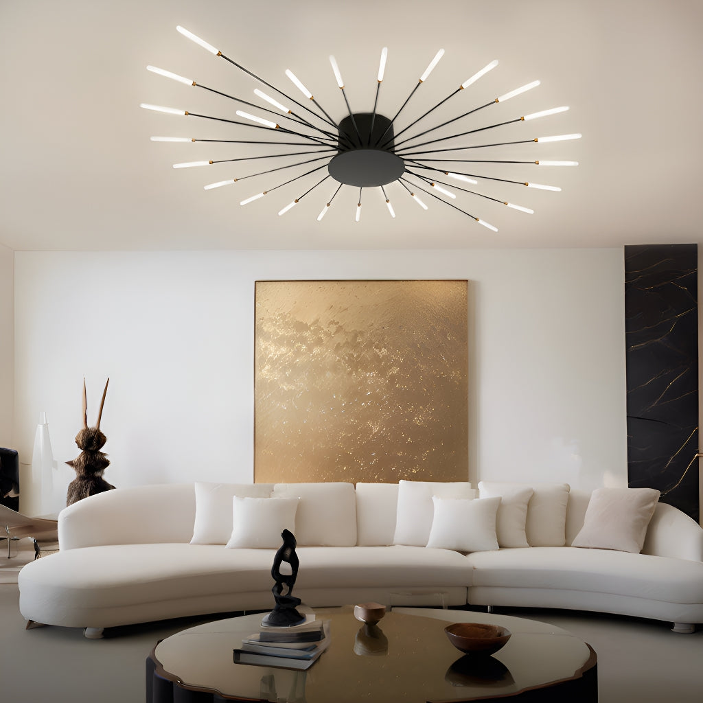 Nordic Style Ceiling Light for Living and Dining Rooms LED Chandelier with Swirling Firework Design-living-room-2 |Sofary