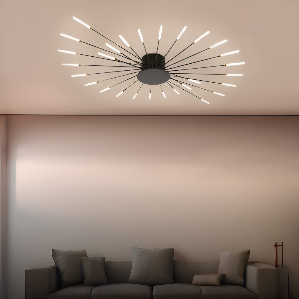 Nordic Style Ceiling Light for Living and Dining Rooms LED Chandelier with Swirling Firework Design-living-room-4 |Sofary