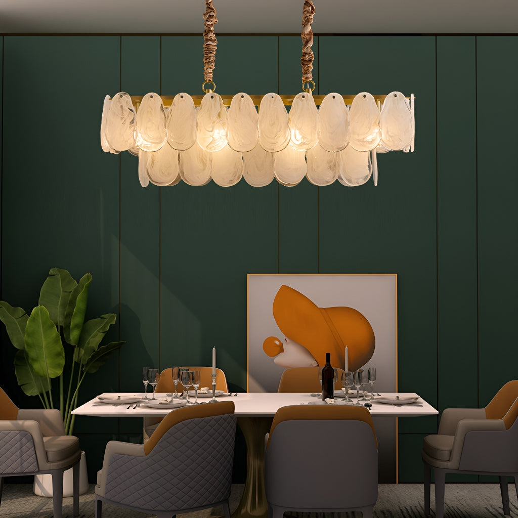 Oval Glass Chandelier Kitchen Island Lighting Fixture-dining-room-1|Sofary