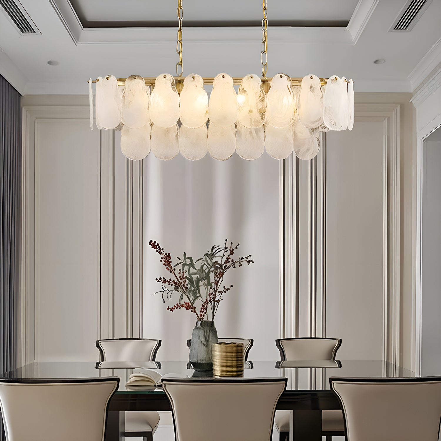 Oval Glass Chandelier Kitchen Island Lighting Fixture-dining-room-2|Sofary