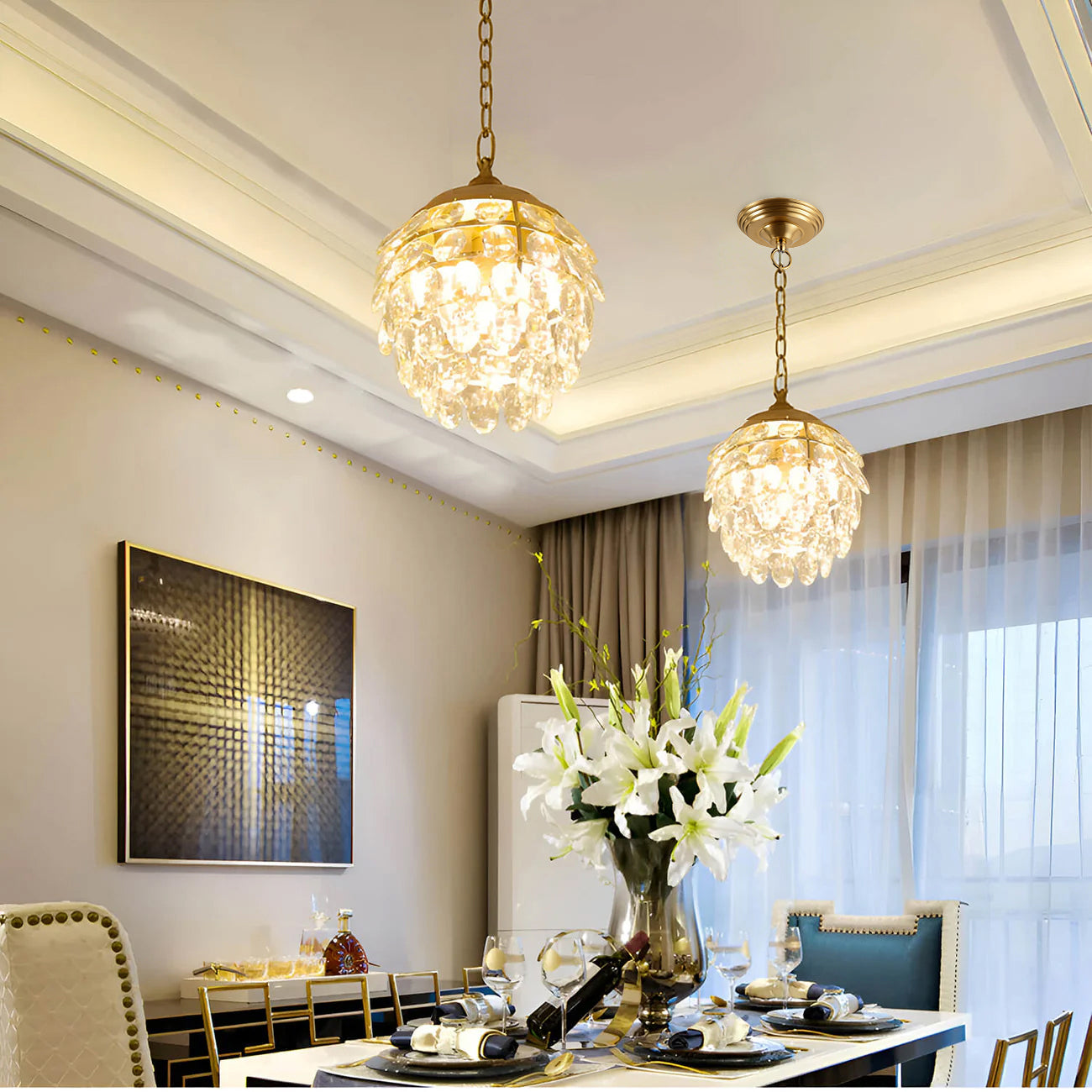 Pine Cone Shape Crystal Chandelier-dining-room-1|Sofary