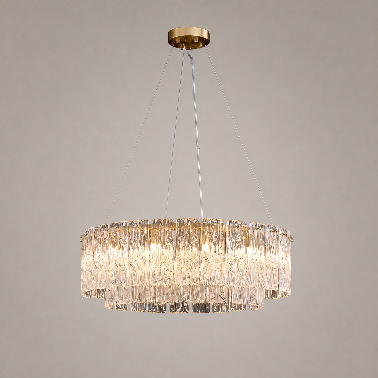 Rivellia Contemporary Gold Rippled Glass Ring Chandelier 80cm product view