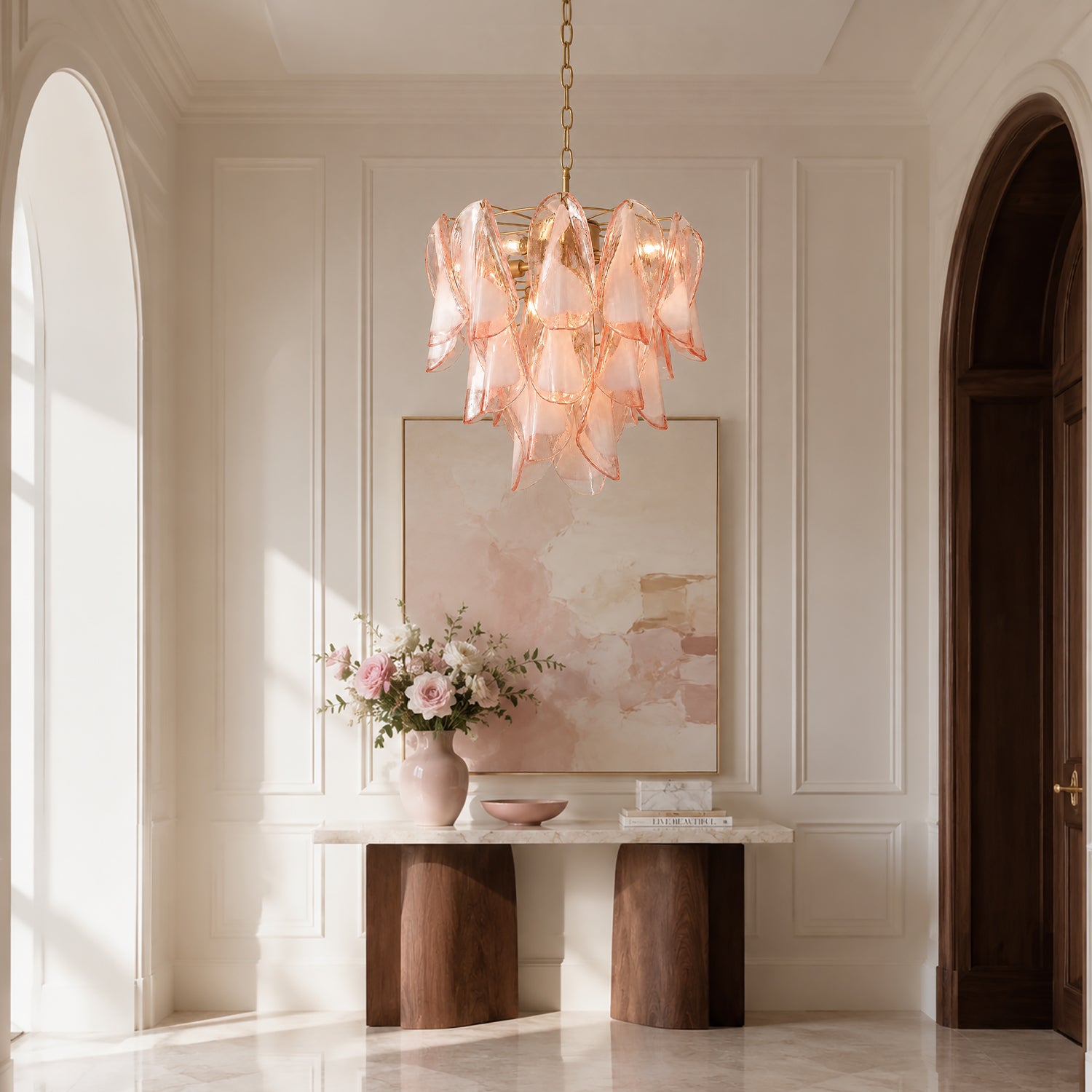 rosavelle-modern-romantic-pink-glass-petal-chandelier-foyer-sofary-lighting