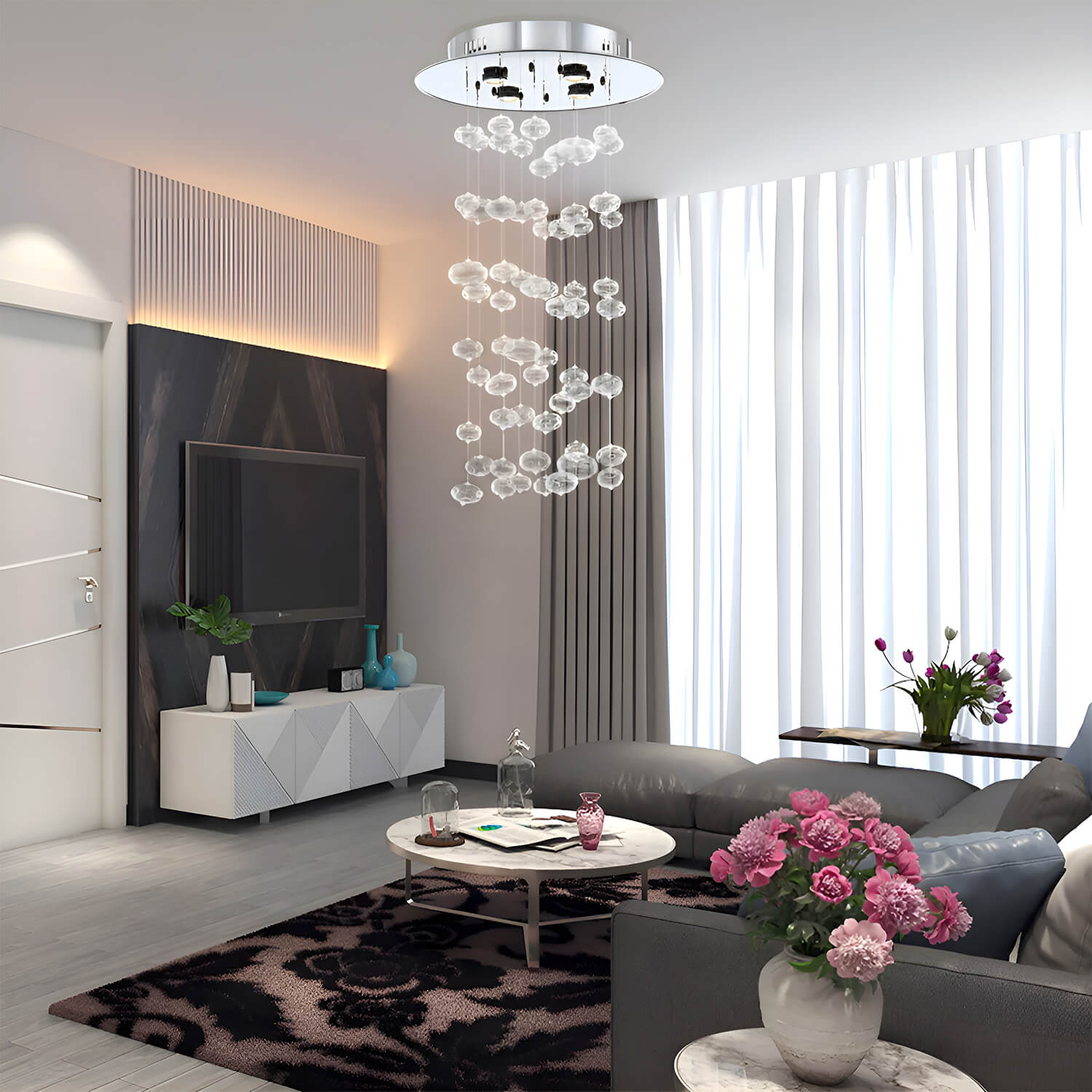 Round Base Bubble Glass Chandelier - Ceiling Light -living room-3 |Sofary
