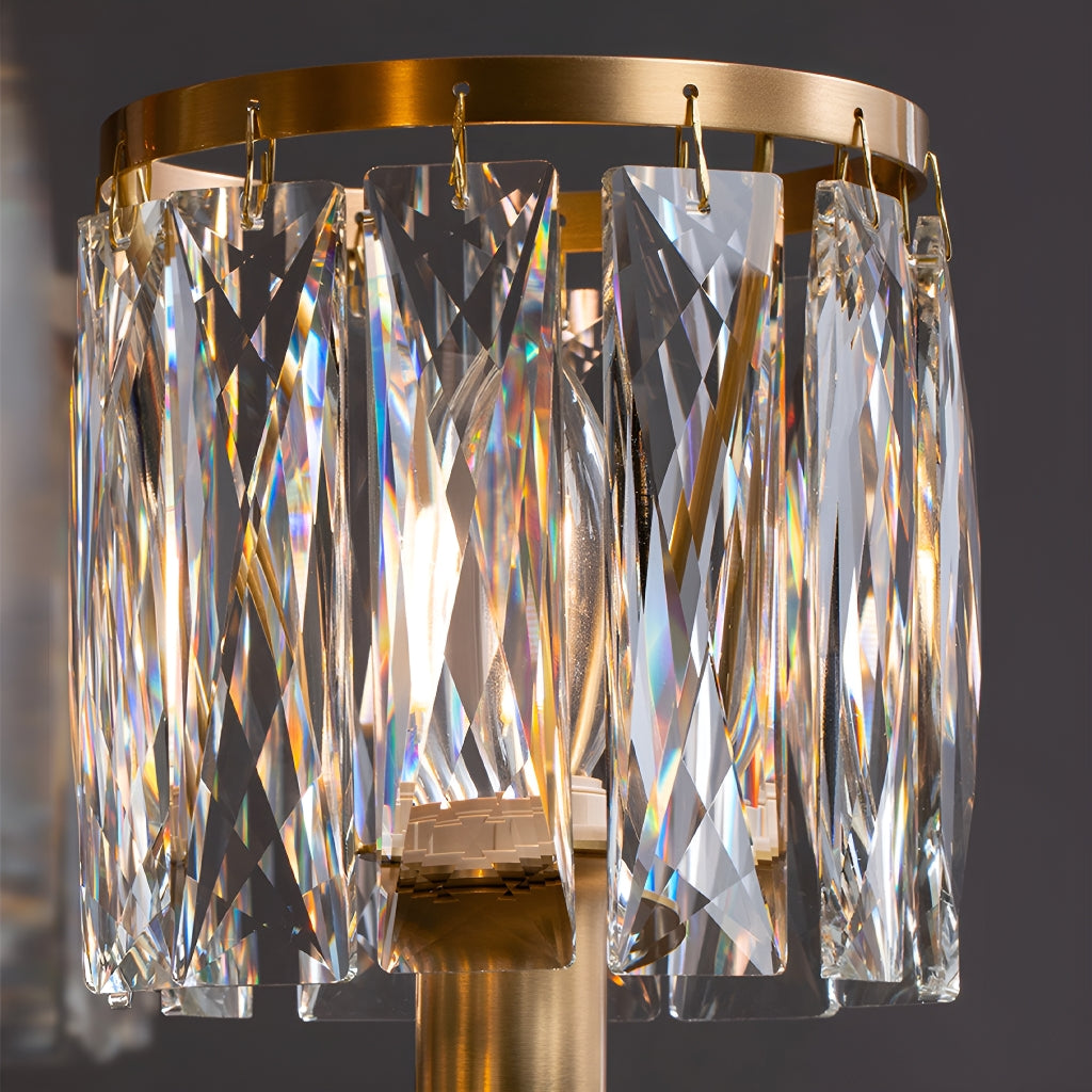 Round Modern Rustic Crystal Brass Chandelier - Crystal Detail-1 | Sofary