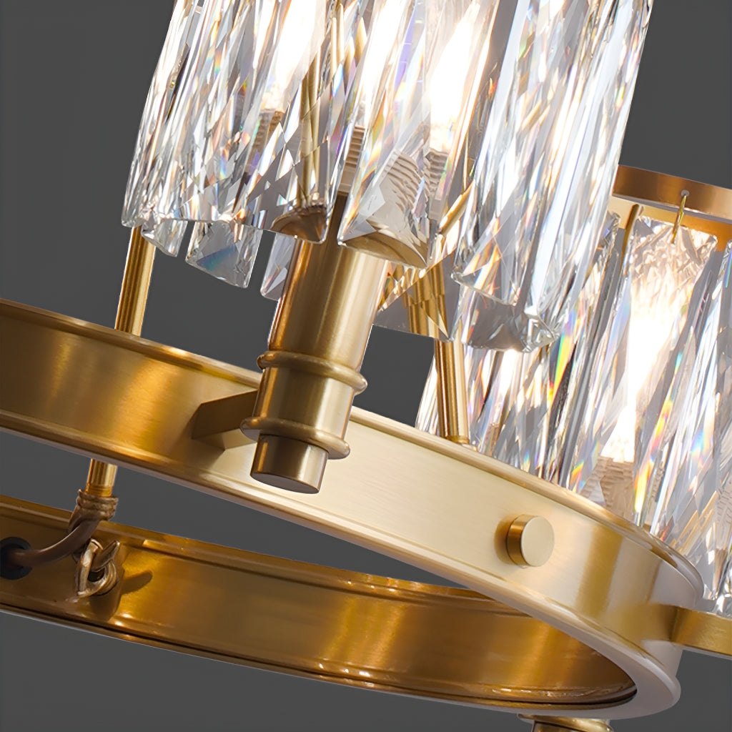 Round Modern Rustic Crystal Brass Chandelier - Crystal Detail-2 | Sofary