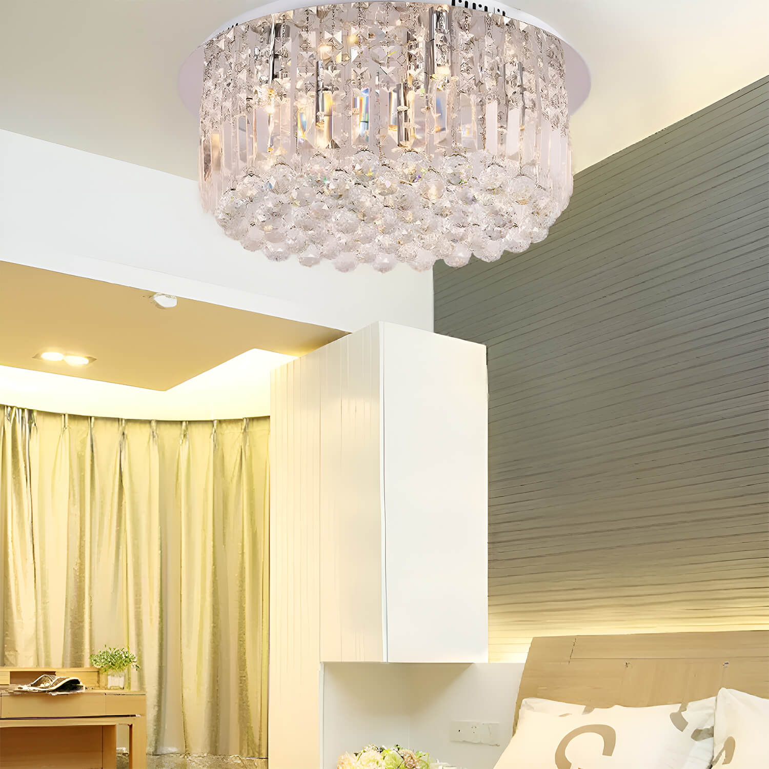 Round Shaped Raindrop Crystal Chandelier Ceiling Lights-Bedroom |Sofary