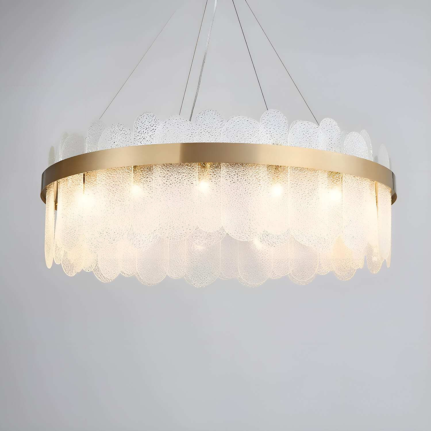 Round Tiered Clear Glass Chandelier-Light-on-5 |Sofary