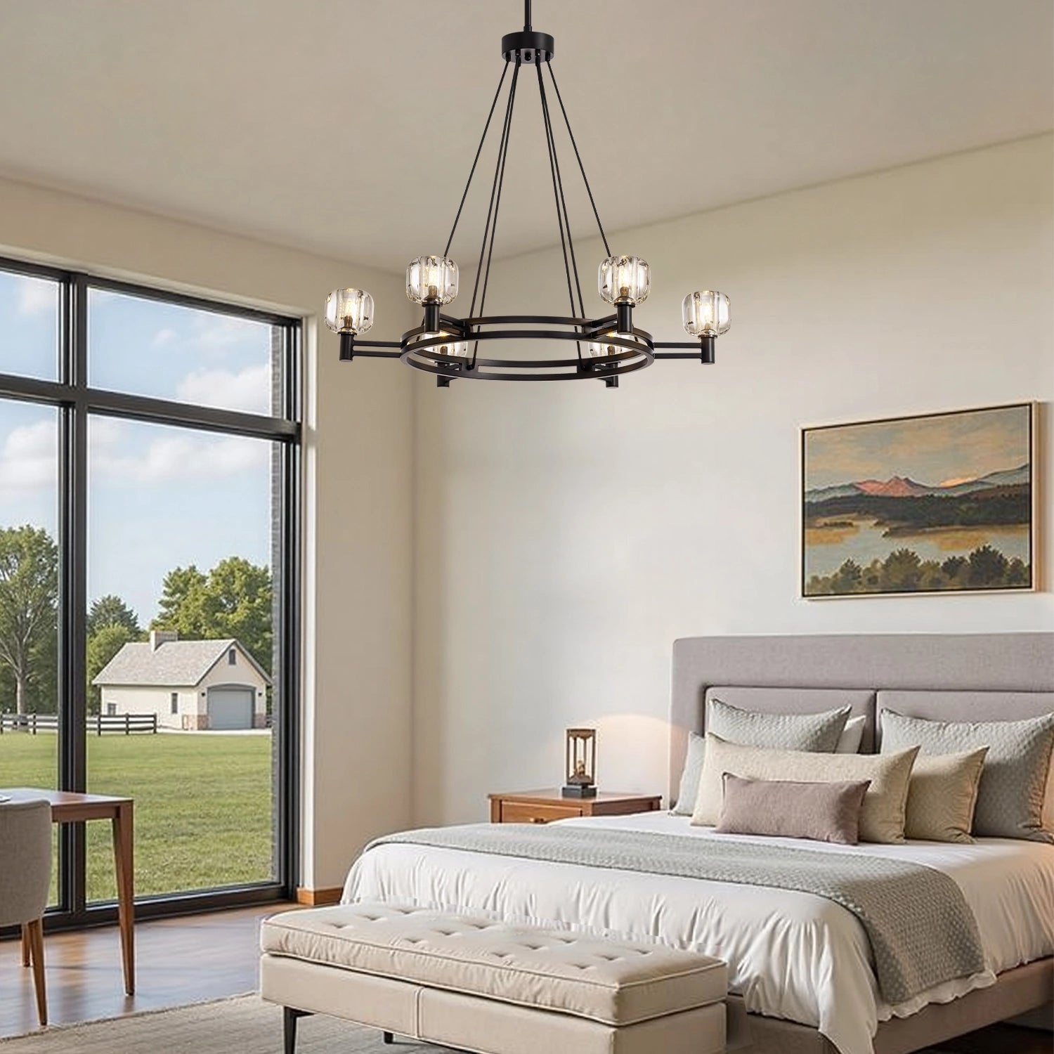 rustic-round-chandelier-with-glass-shades-installed-in-the-bedroom-ch460-20250903-sofary-lighting