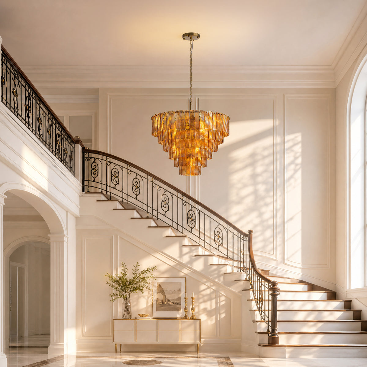 sirene-modern-luxury-glass-tiered-drum-chandelier-stairs-sofary-lighting