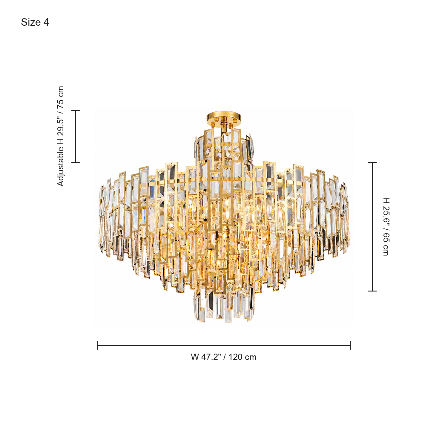 Aurelisse Luxury Gold Crystal Tiered Round Chandelier size 120cm