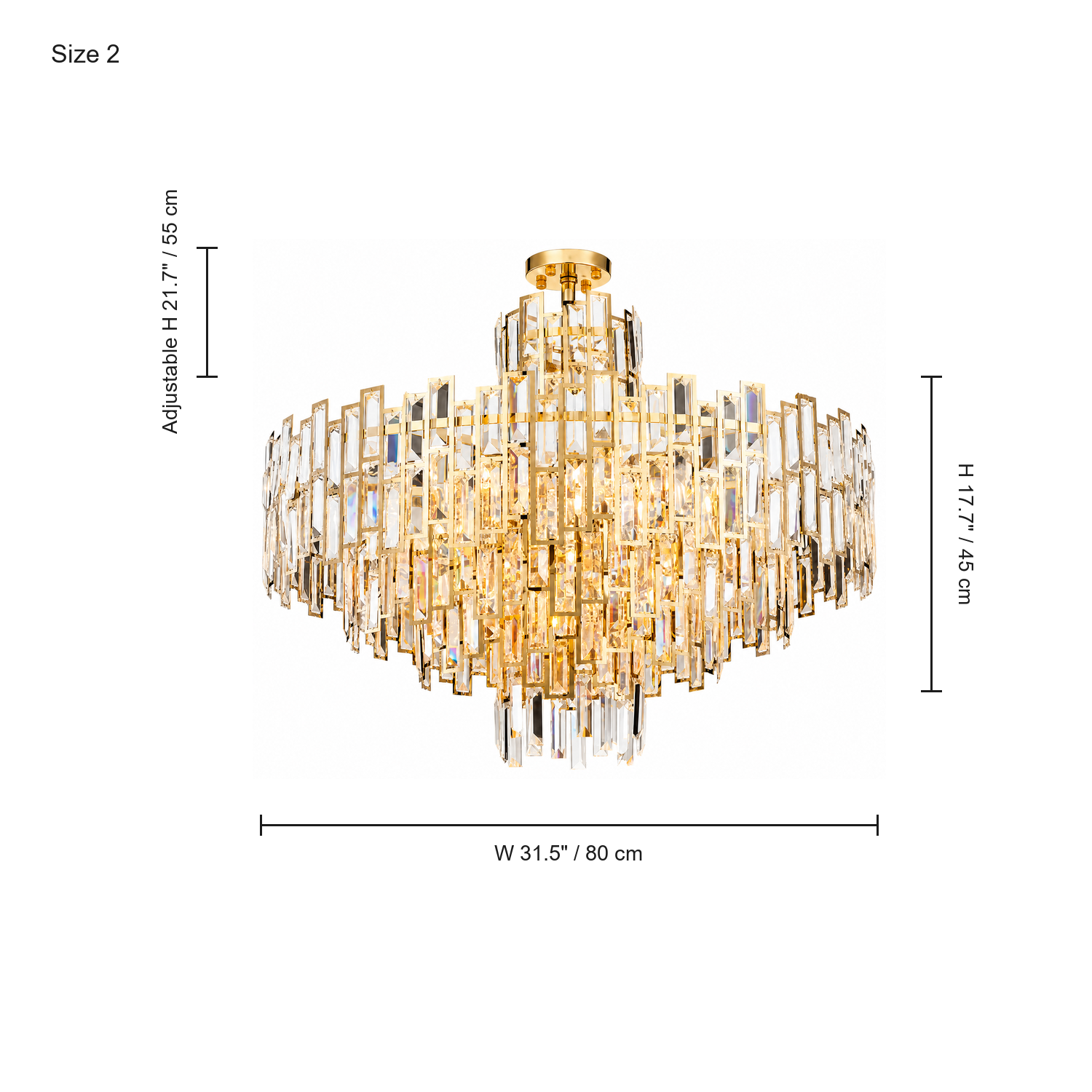 Aurelisse Luxury Gold Crystal Tiered Round Chandelier size 80cm