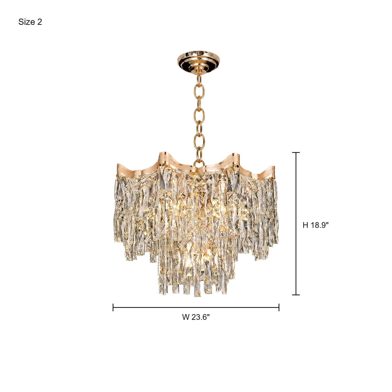 Aurevane luxury gold crystal tiered empire chandelier