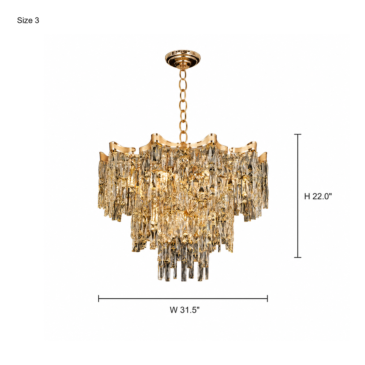 Aurevane luxury gold crystal tiered empire chandelier