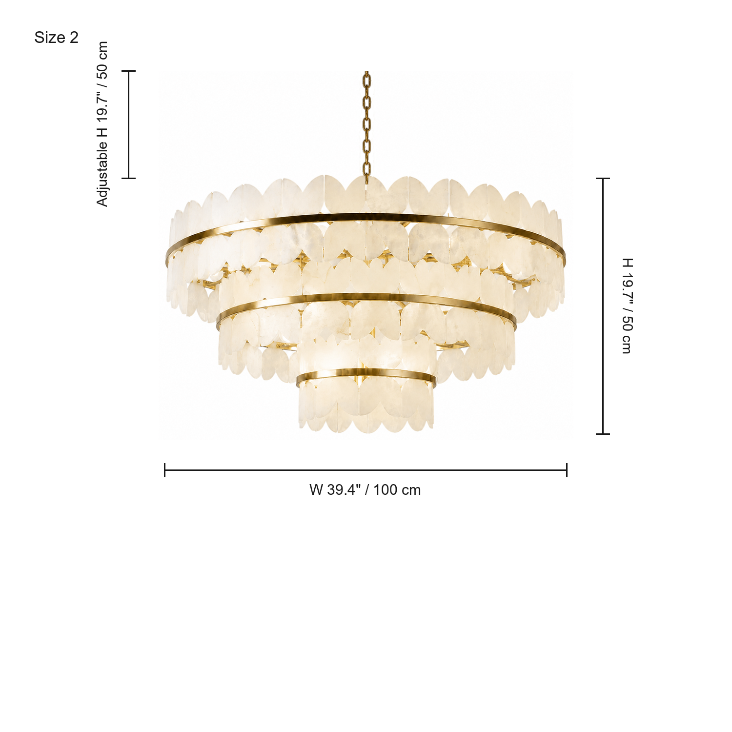 Caeloria luxury gold natural alabaster petal tiered chandelier