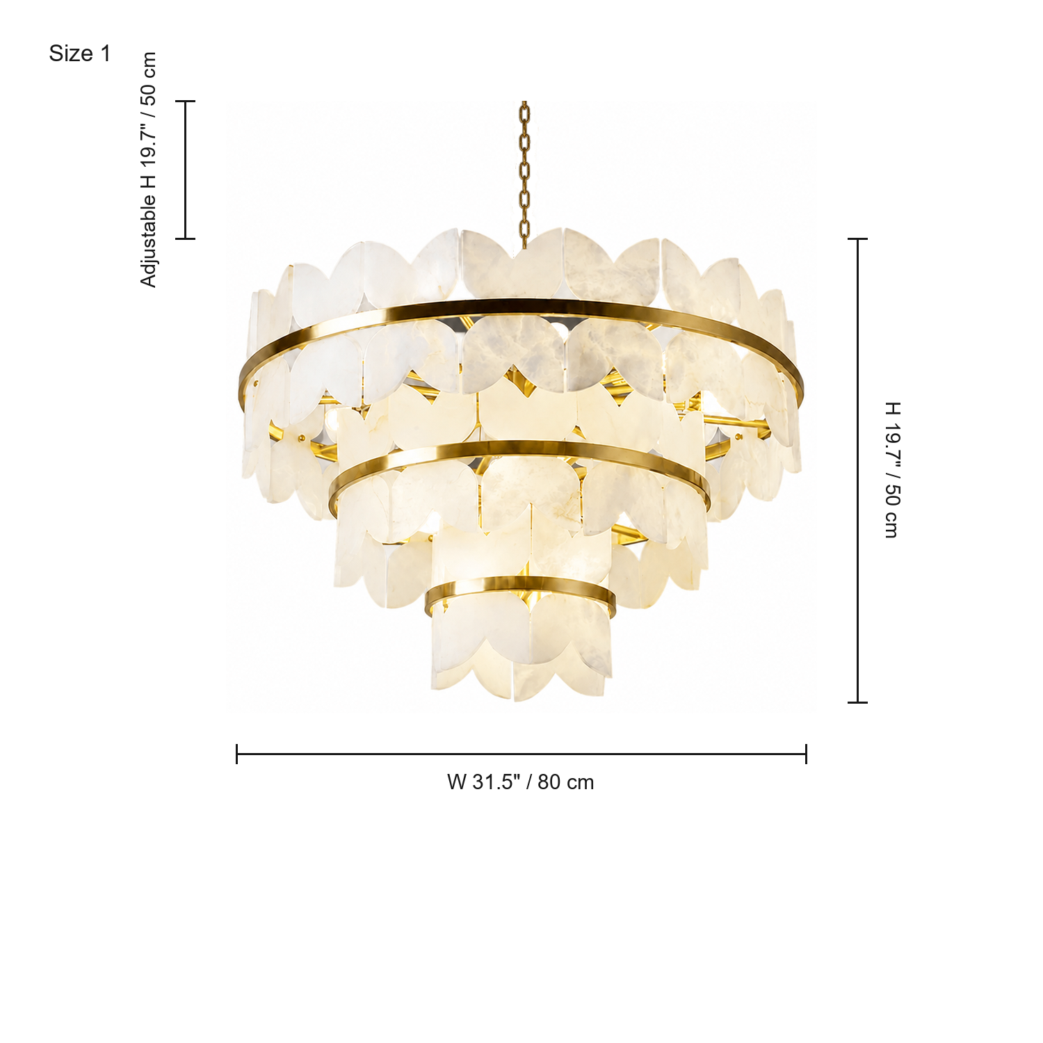Caeloria luxury gold natural alabaster petal tiered chandelier