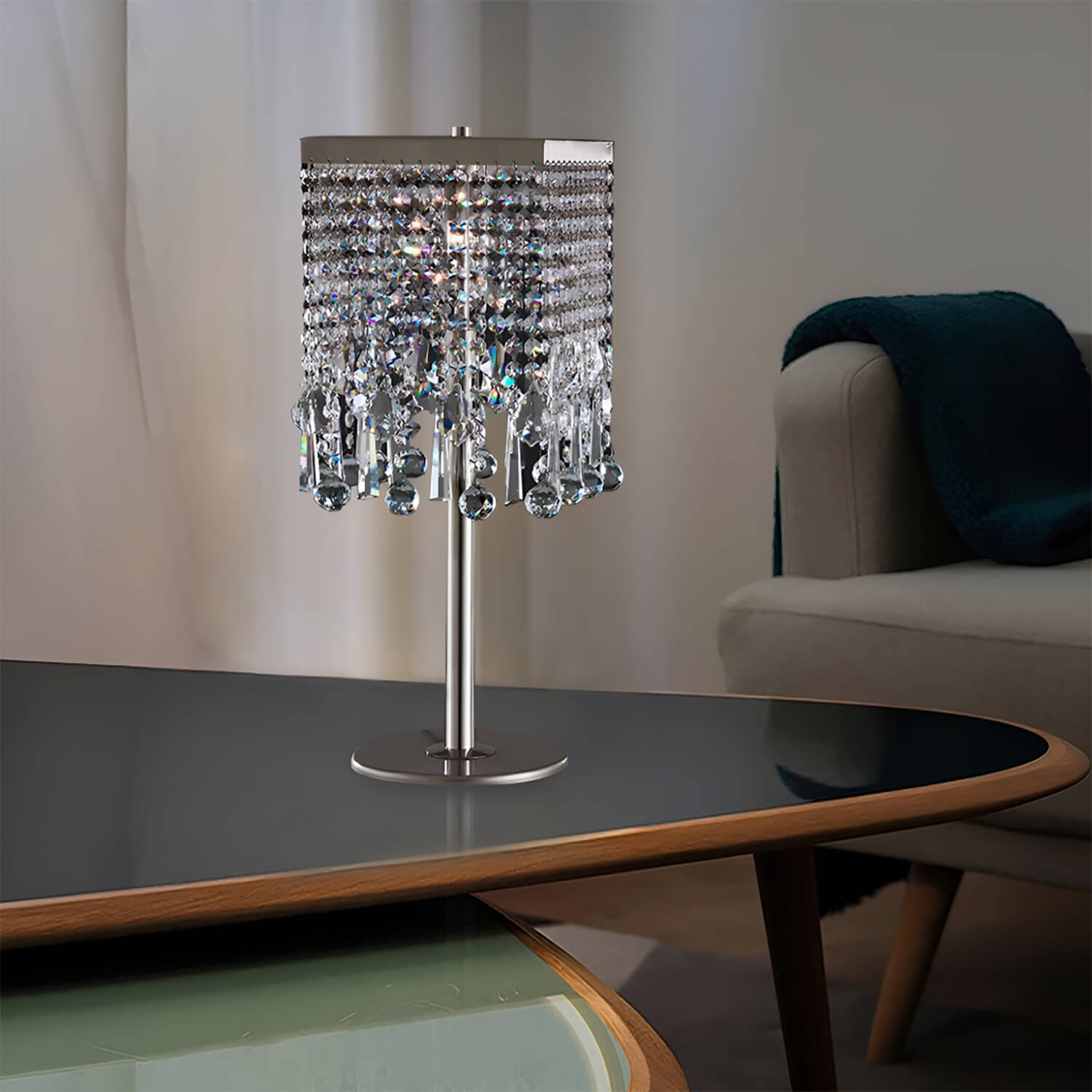 Sleek Crystal Table Lamp for Living Room Bedroom and Study-living room|Sofary