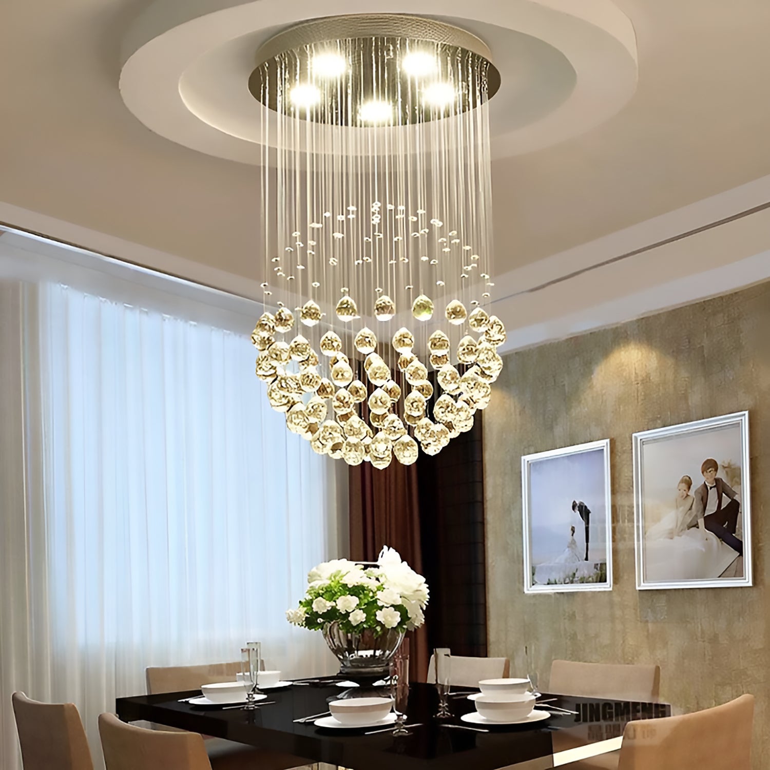 Sphere Raindrop Crystal Chandelier Ceiling Lights - Dining Room-1|Sofary