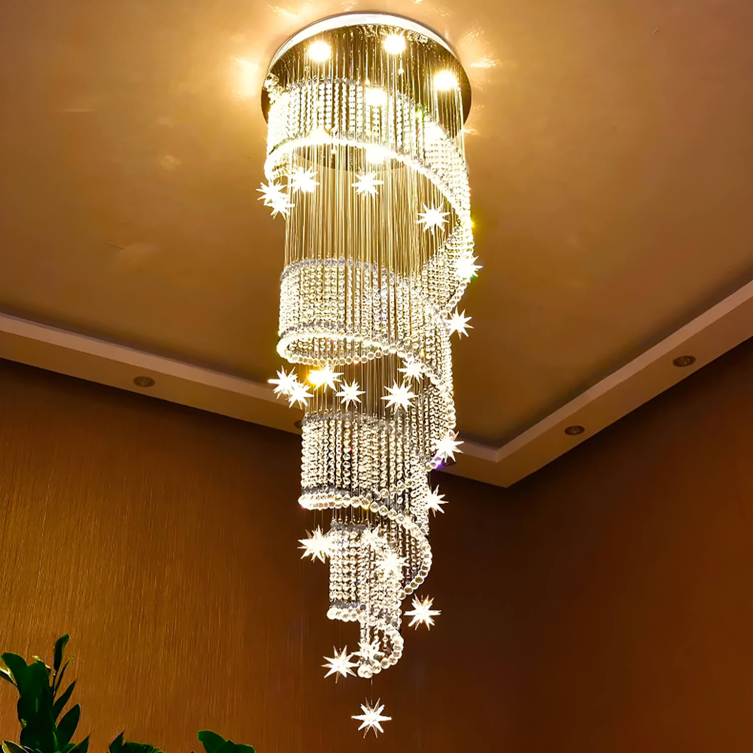 Spiral Meteor Shower Crystal Raindrop Chandelier - Staircase Chandelier-2 |Sofary