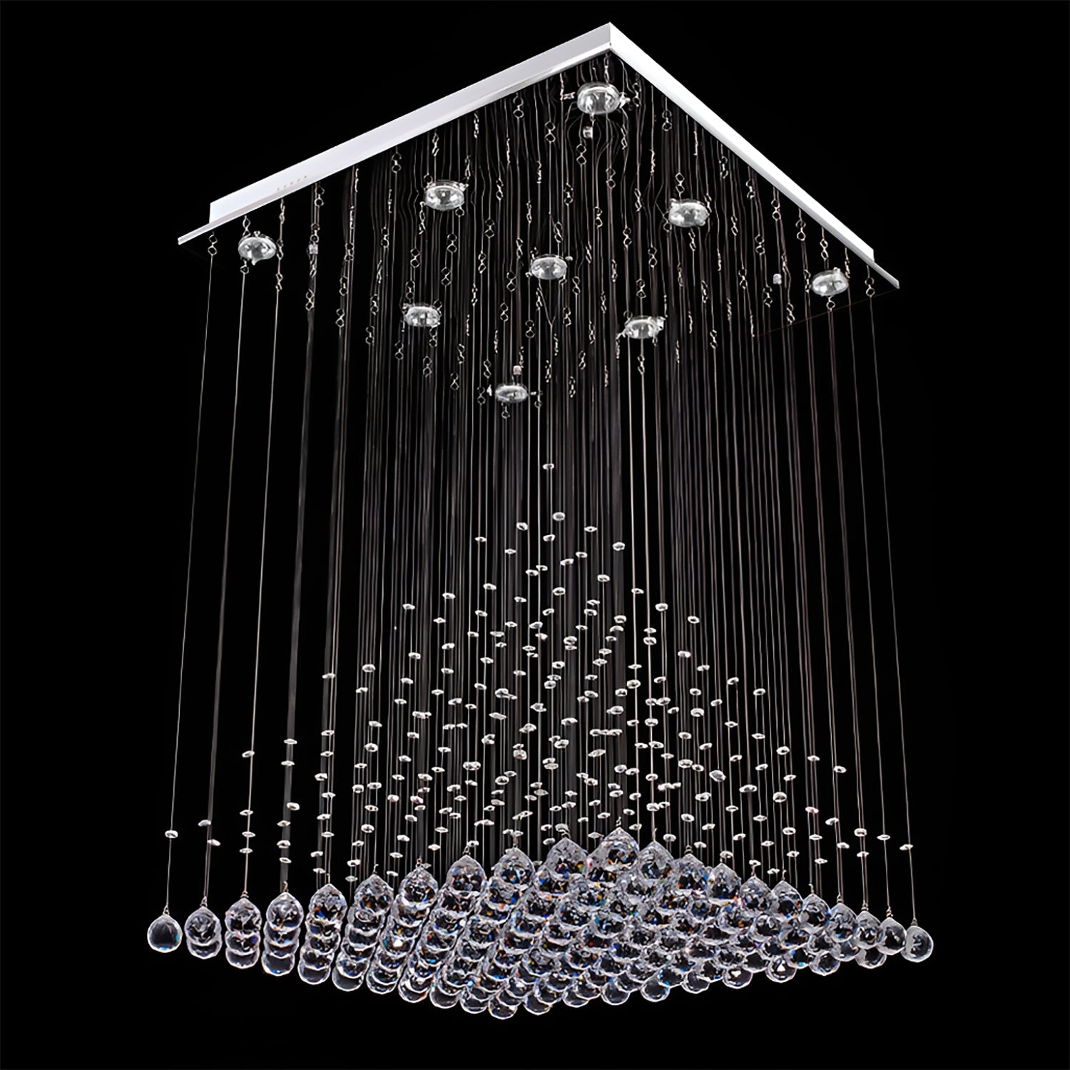 Square Base Pyramid Raindrop Crystal Chandelier - Ceiling Light-3|Sofary