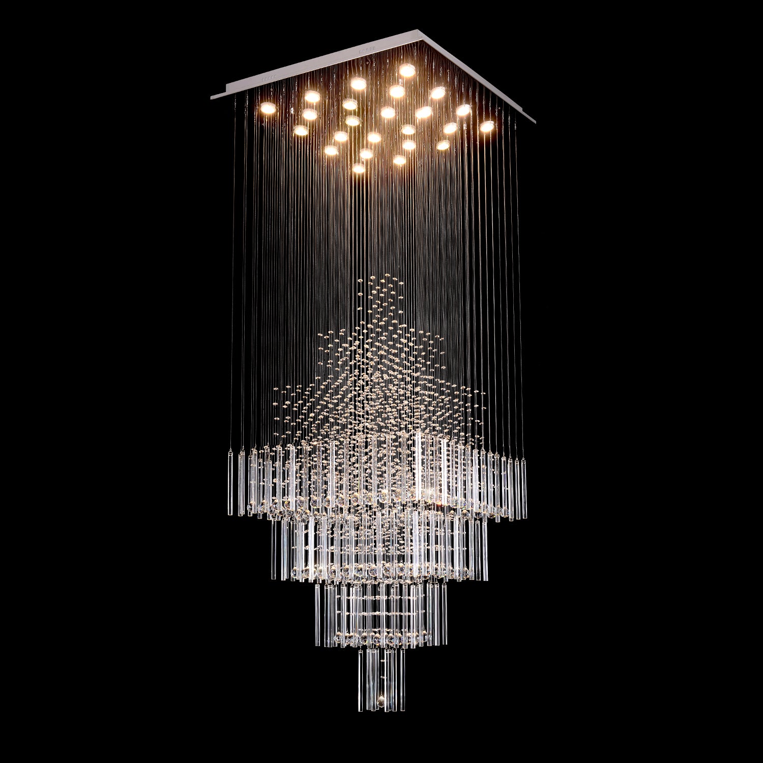 Square Floating Castle Raindrop Crystal Chandelier-details-1|Sofary