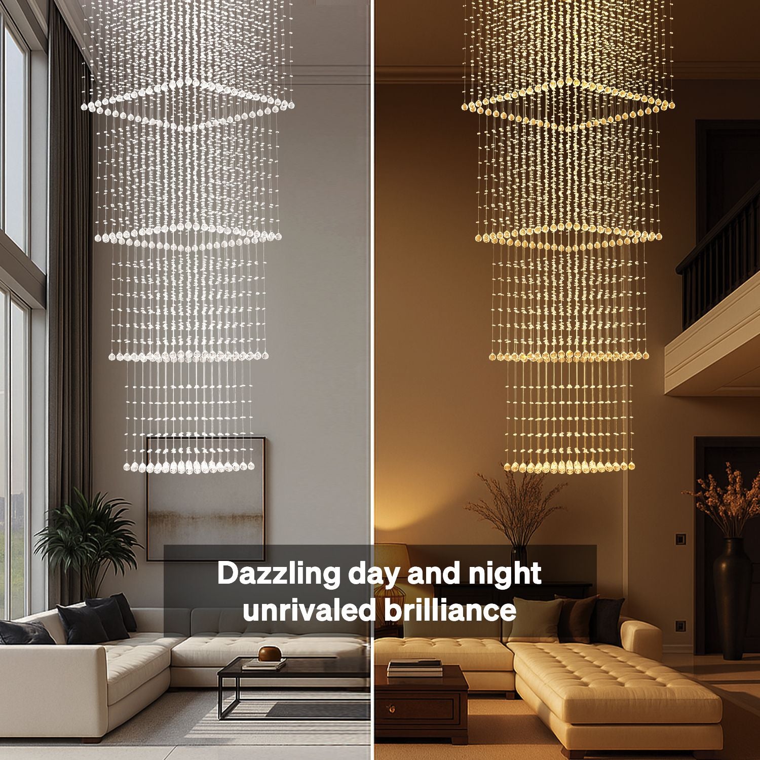 square-long-crystal-raindrop-chandelier-dazzling-day-and-night | Sofary Lighting