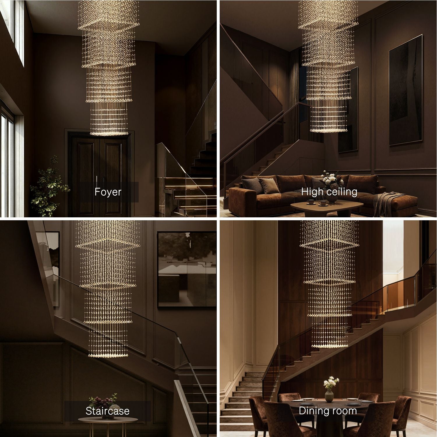 square-long-crystal-raindrop-chandelier-multiple-scenarios | Sofary Lighting