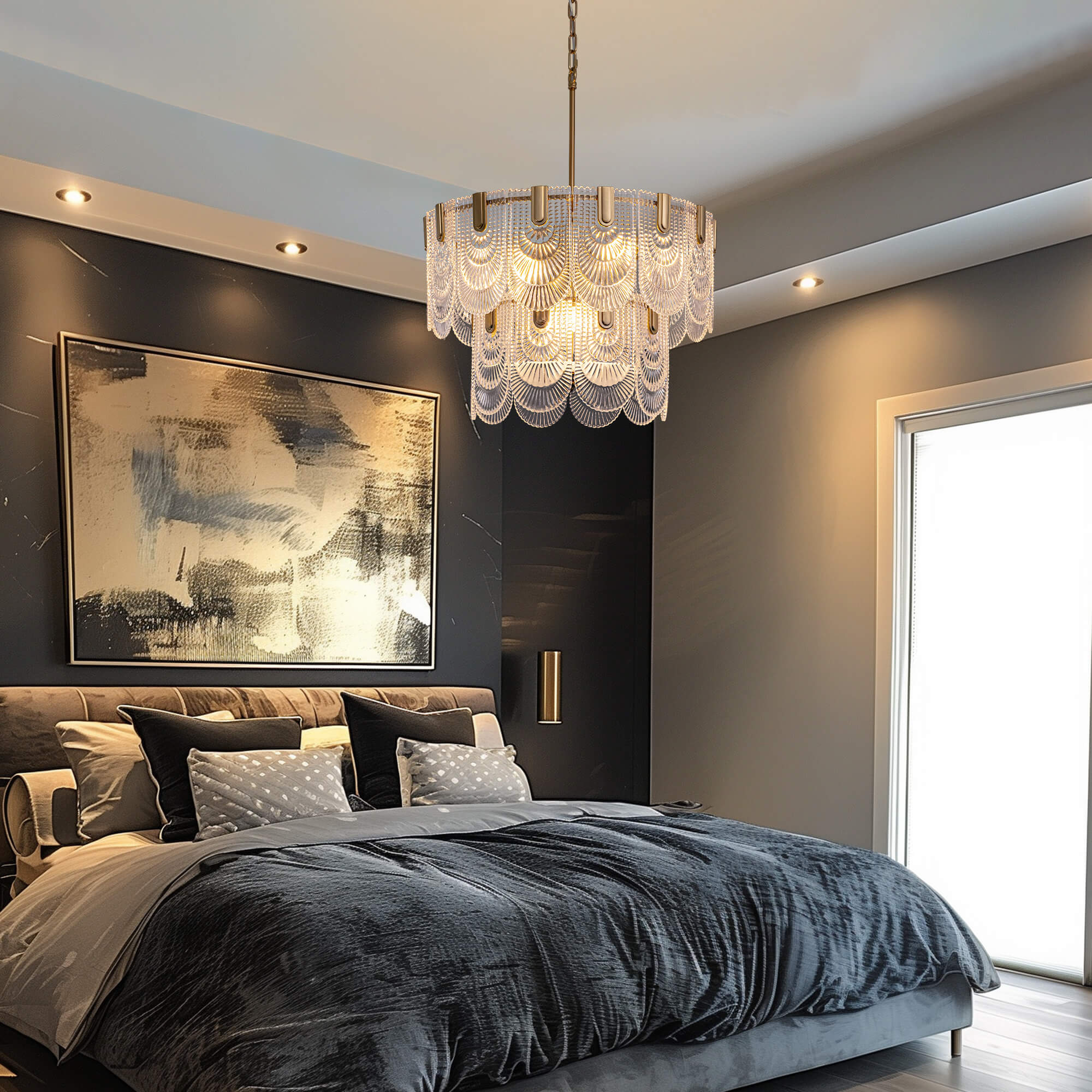 RAFFINATO セレーヌゴールドクリスタルシャンデリア Tessara Elegance Modern Gold Brass Crystal Round Chandelier for