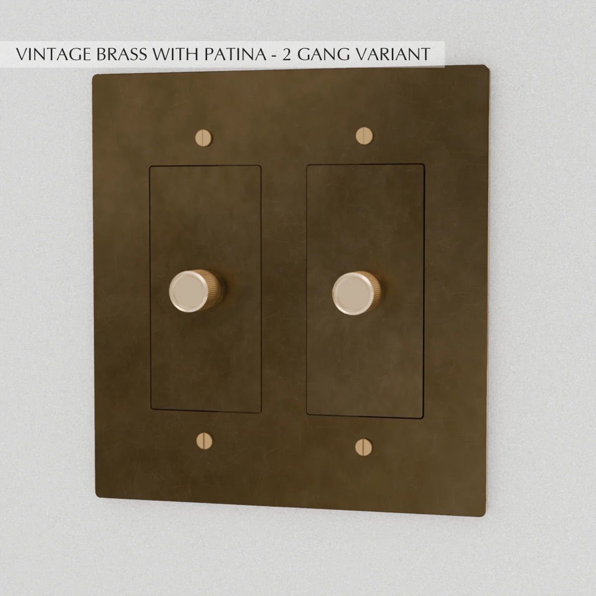 the-brass-dimmer-switch-2-gang-vintage-brass-with-patina | Sofary Lighting