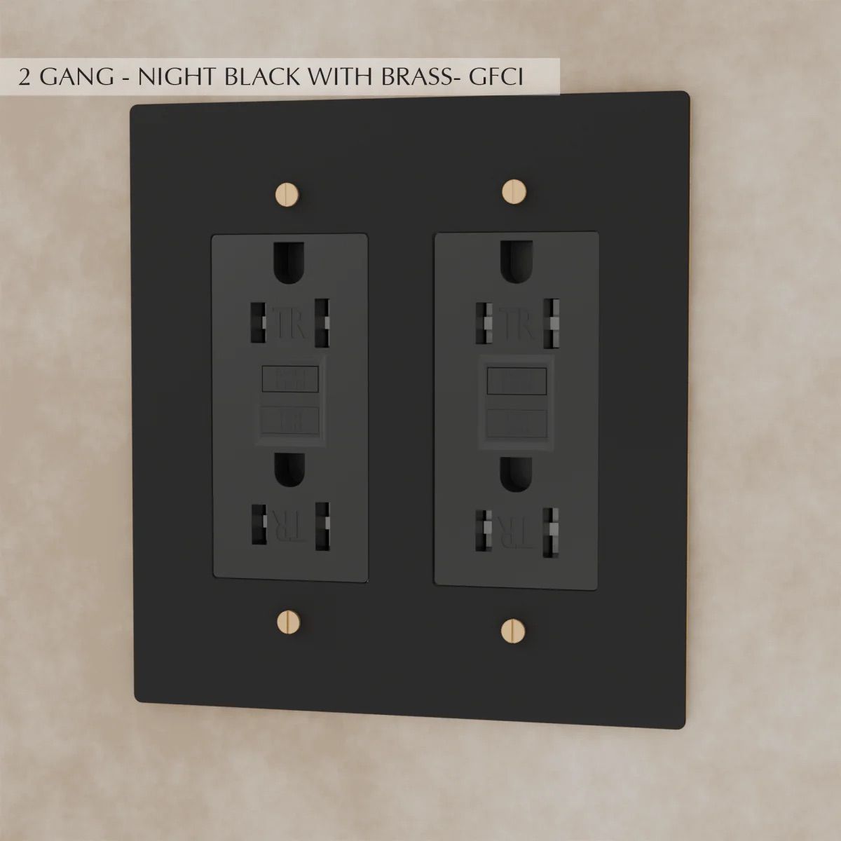 the-brass-outlet-night-black-with-brass-gfci-2-gang | Sofary Lighting