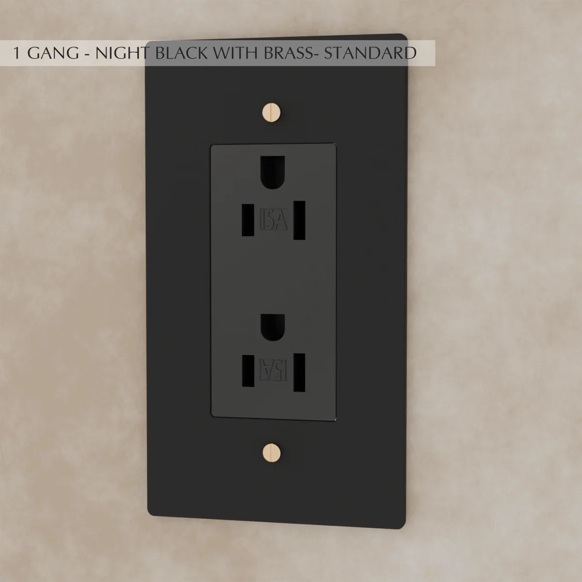 the-brass-outlet-night-black-with-brass-standard-1-gang | Sofary Lighting