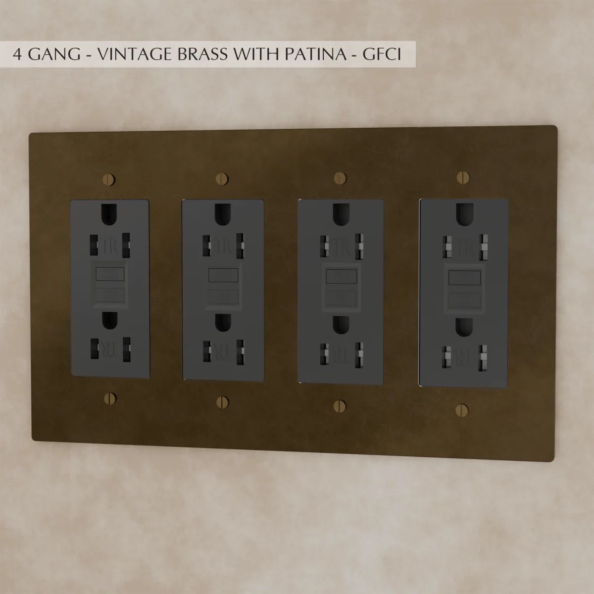the-brass-outlet-vintage-brass-with-patina-gfci-4-gang | Sofary Lighting
