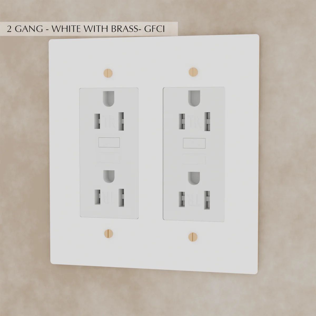 the-brass-outlet-white-with-brass-gfci-2-gang | Sofary Lighting