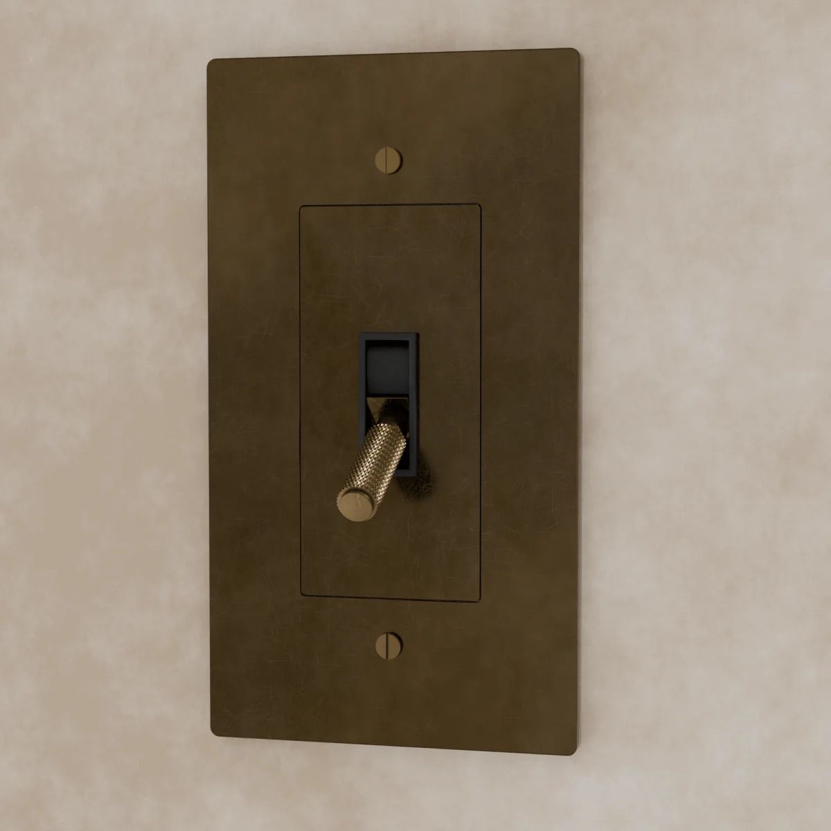 the-brass-toggle-switch-vintage-brass-with-patina-1-gang | Sofary Lighting
