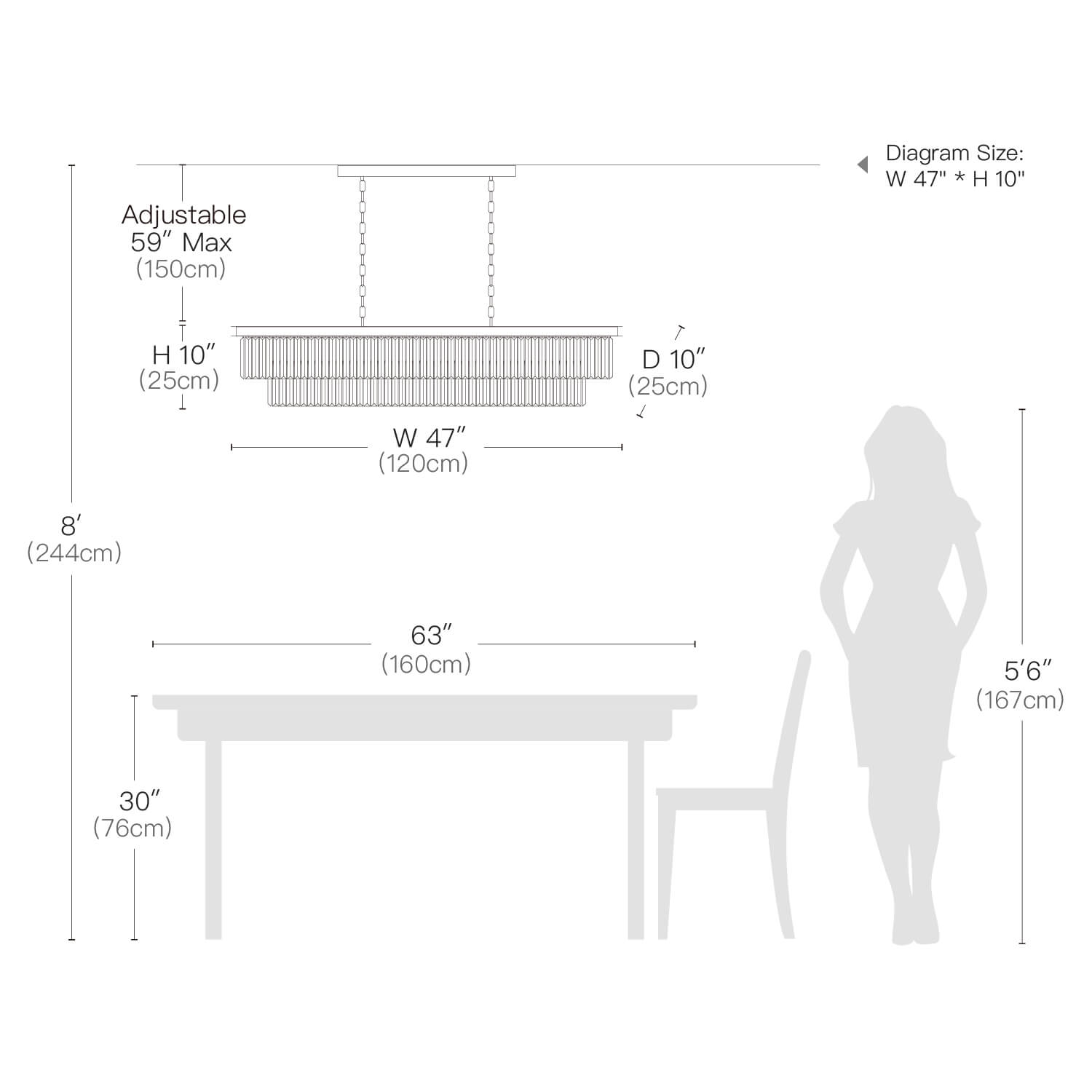 Vintage Rectangular Crystal Chandelier - Light Fixtures for Dining Room | Sofary Lighting