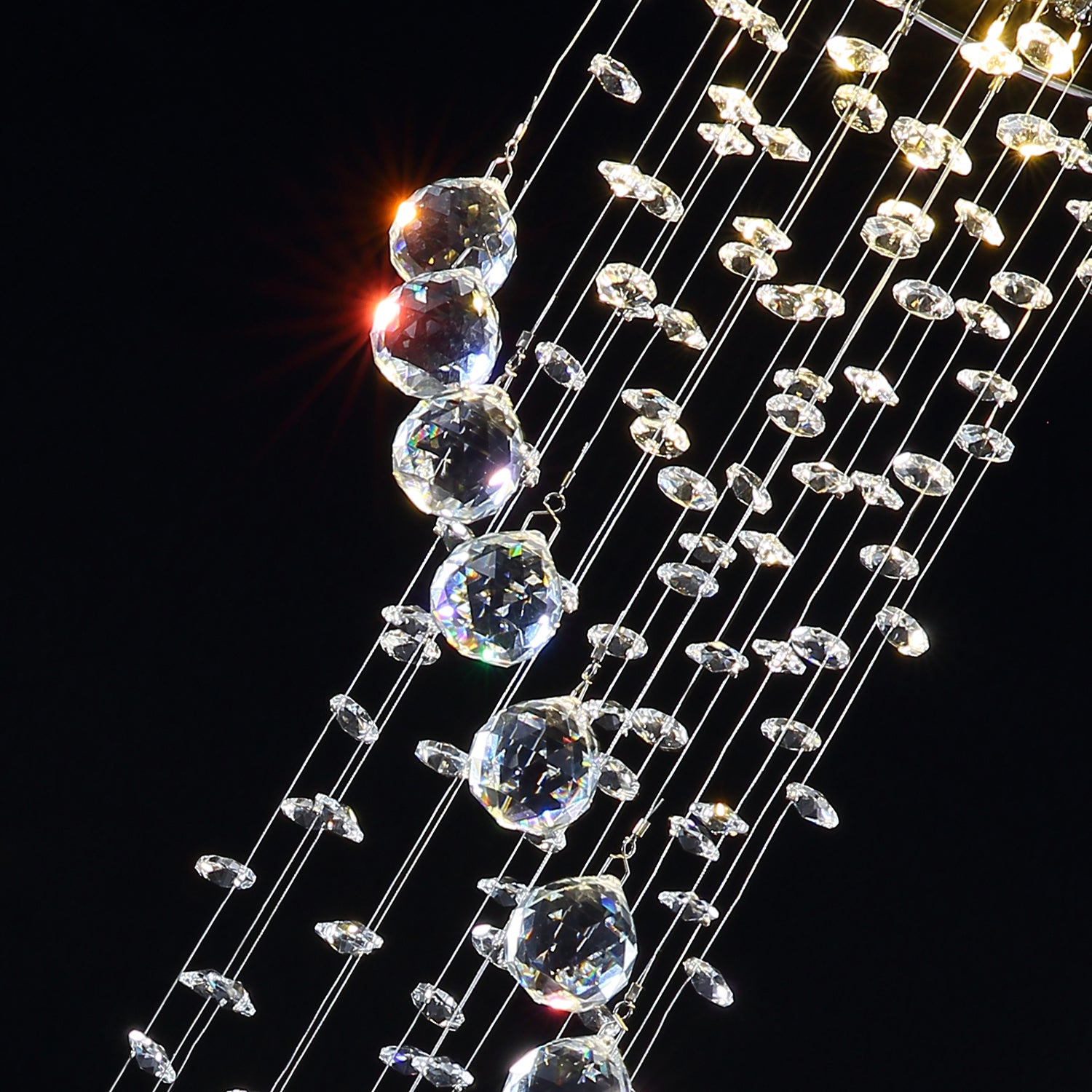 Spiral Raindrop Chandelier - Raindrop Crystal Chandelier - Details