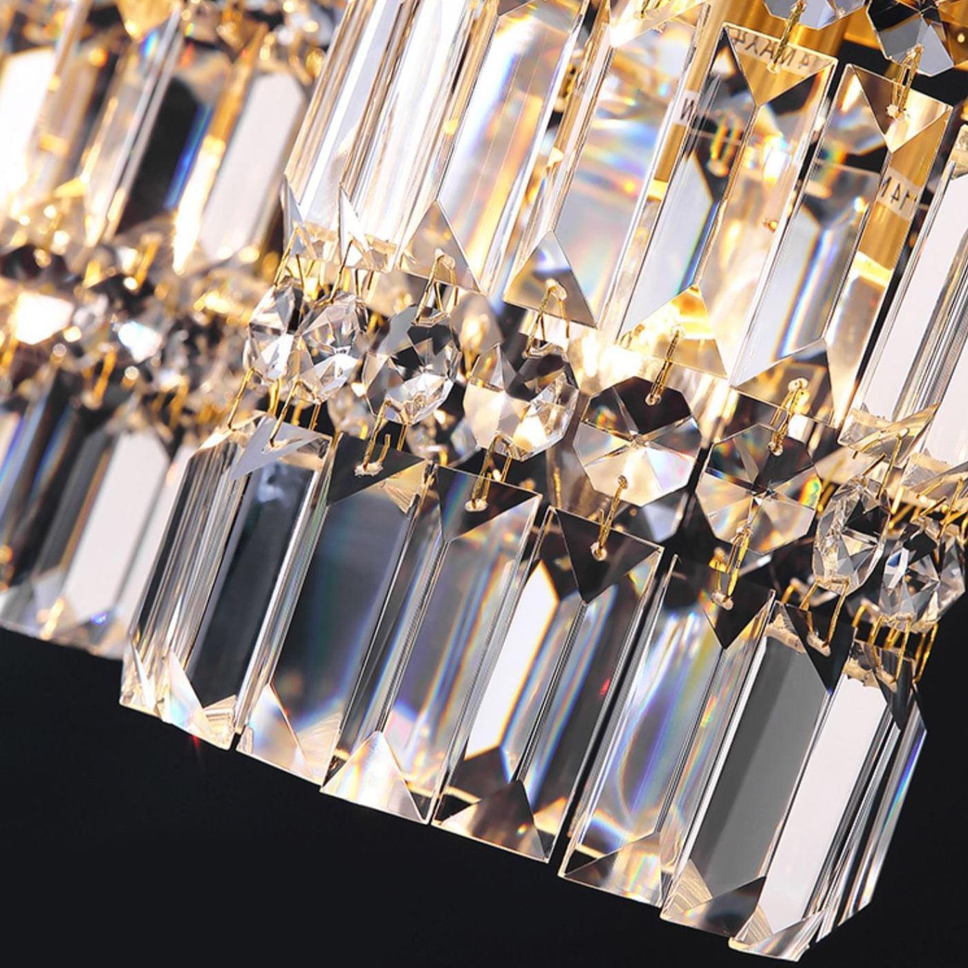 3-Light Gold Crystal Chandelier - Linear Pendant Light
