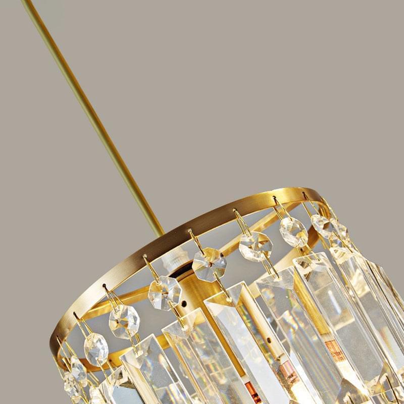3-Light Gold Crystal Chandelier - Linear Pendant Light