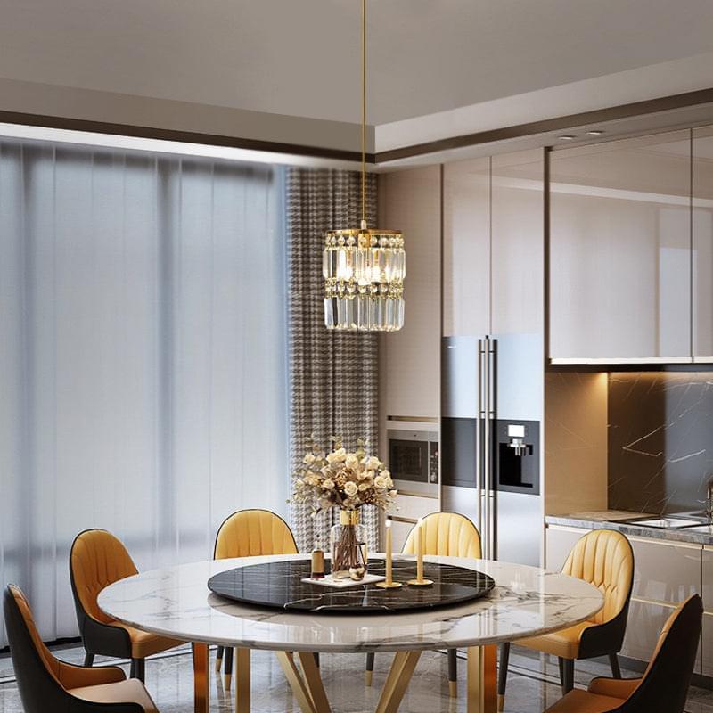 1- Light Gold Crystal Linear Pendant Light - Dinning Room | Sofary 