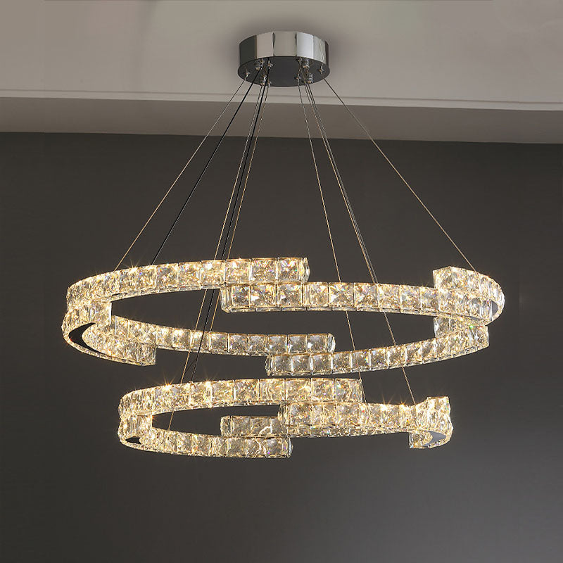 Double Irregularity Ring Dimmable LED Chandelier - Warm Light | Sofary