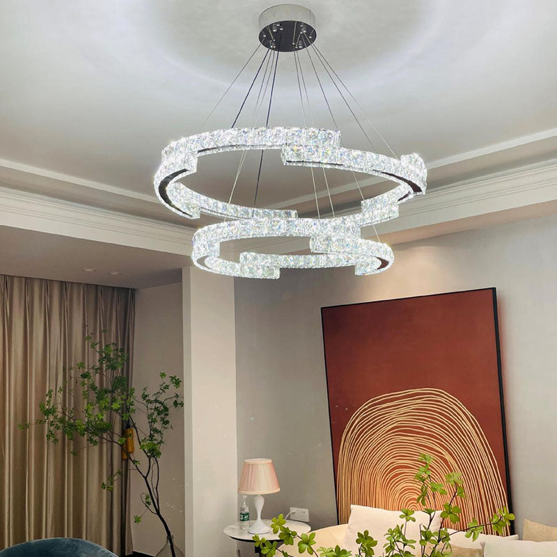 Double Irregularity Ring Dimmable LED Chandelier - Cold Light | Sofary
