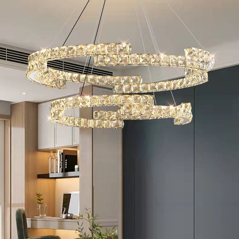 Double Irregularity Ring Dimmable LED Chandelier | Sofary