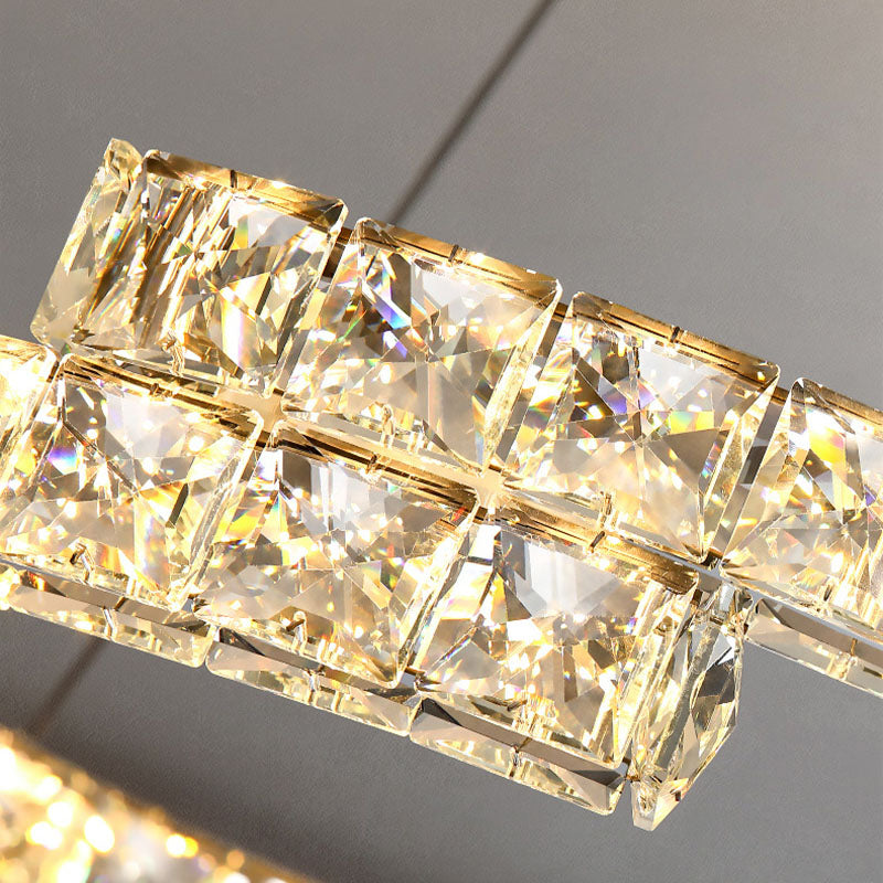 One Ring Oval Dimmable LED Chandelier - Crystal Detail | Sofary