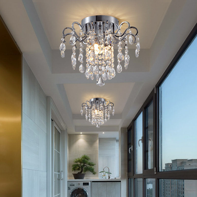 Modern Mini Round Crystal Flush Mount Ceiling Light | Sofary